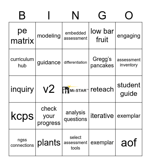 Mi-STAR Bingo Card