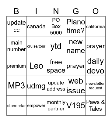 CS BINGO Card