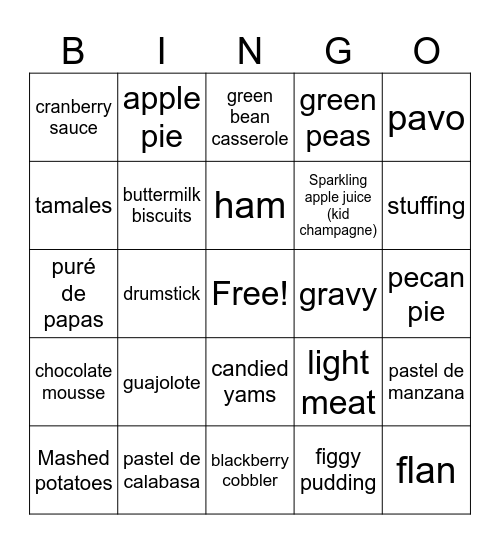 Thanksgiving Bingo Card