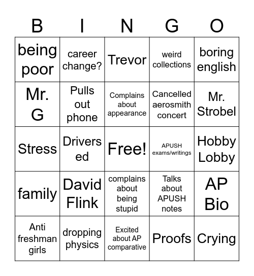 Logan Fan Club Bingo Card