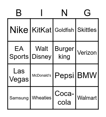 Slogan Bingo Card