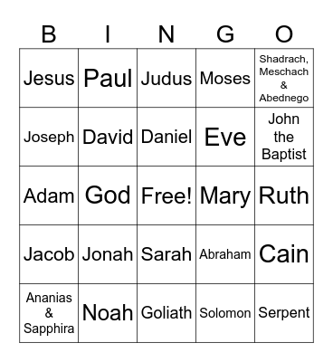 BIBLE BINGO! Bingo Card