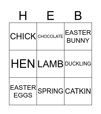 Happy Easter Bingo Card