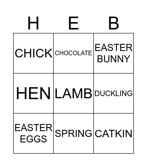 Happy Easter Bingo Card