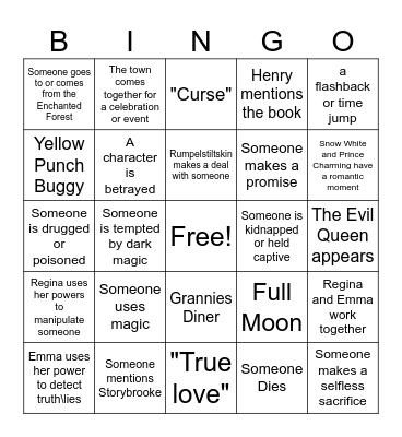 Once Upon a Time Bingo Card