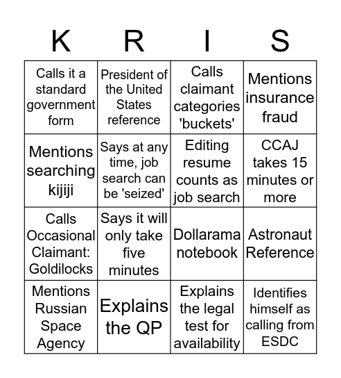 CCAJ Bingo Card