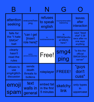 Smg4 Hobo Paradise Newcomer Bingo Card