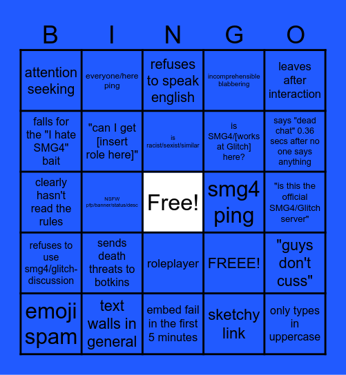 Smg4 Hobo Paradise Newcomer Bingo Card