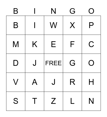 Letter Sounds Bingo Card