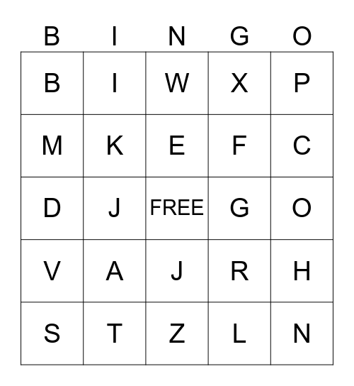 Letter Sounds Bingo Card