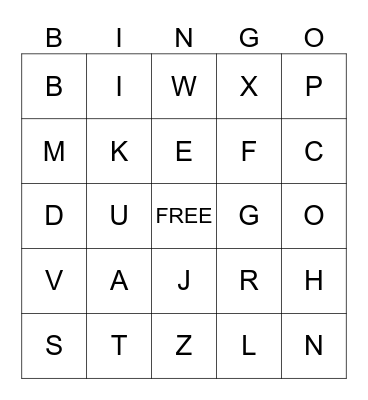 Letter Sounds Bingo Card