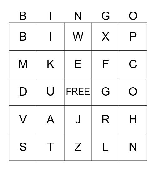 Letter Sounds Bingo Card