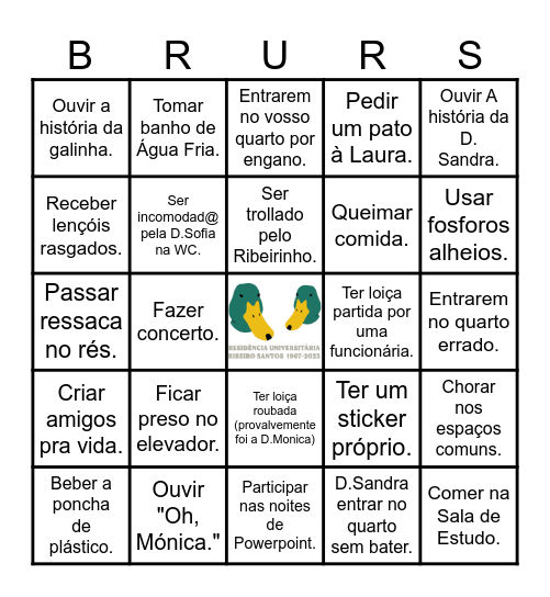 Bingo da RURS Bingo Card