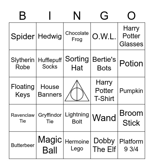 Harry Potter Bingo Card