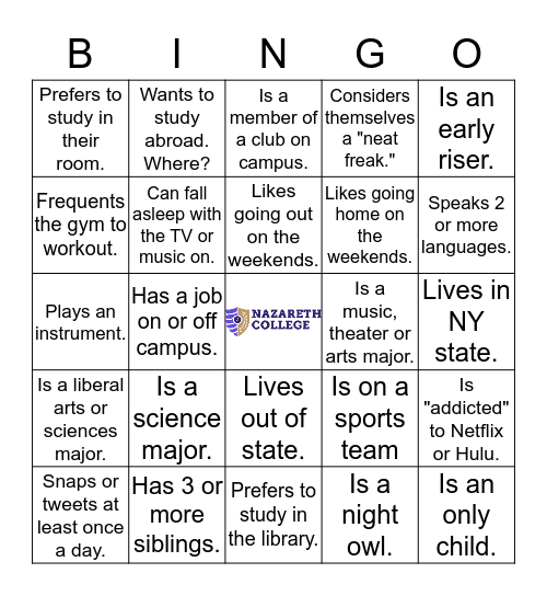 Shake & Schmingle Bingo Card