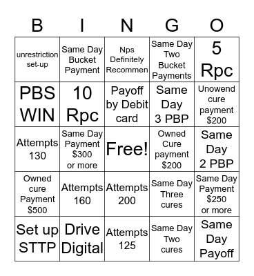 Team Parker Bingo Card