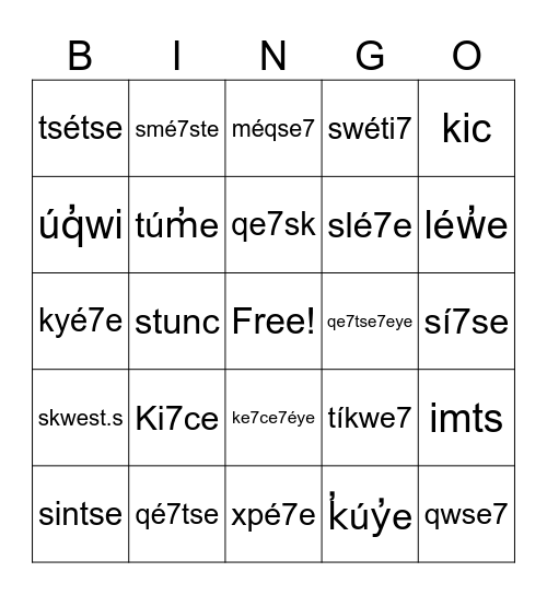 Family Bingo 2 Bingo Card