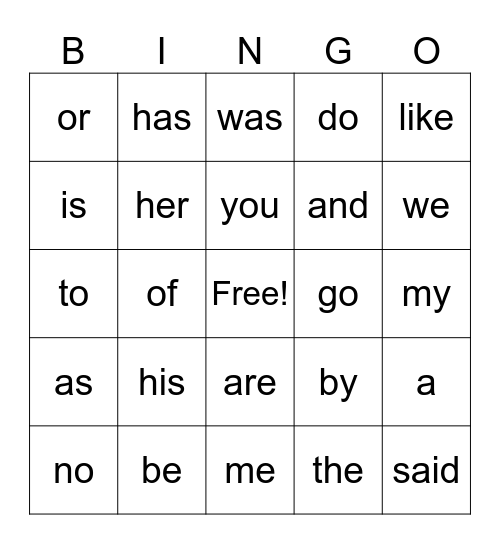 1st Gr Sw Bingo Card