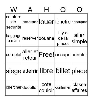 Les Voyages Bingo Card