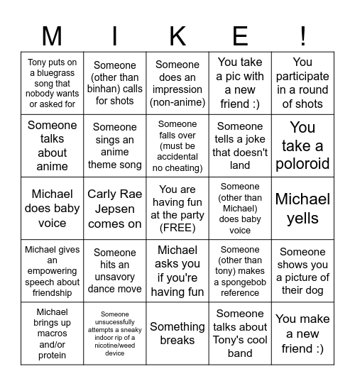 Happy Retirement Michael! Bingo Card