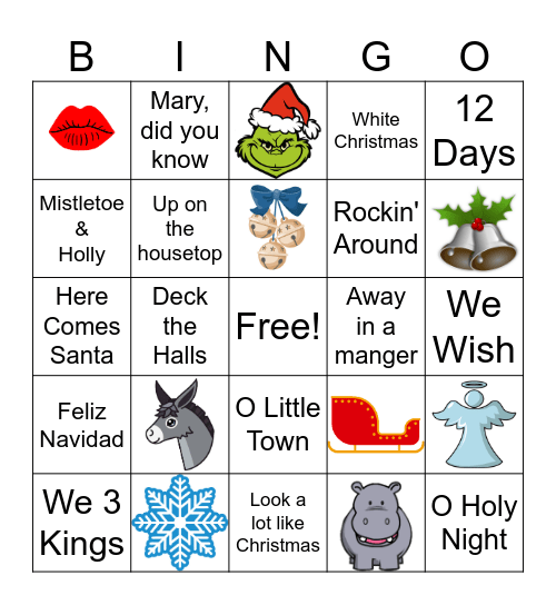 Christmas Songs Bingo Card