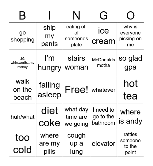 You Know the Person...... Bingo Card