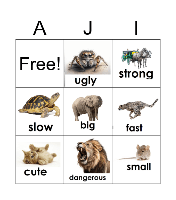 ADJECTIVES Bingo Card