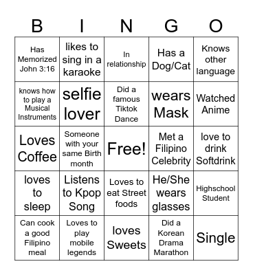 Human Bingo Card