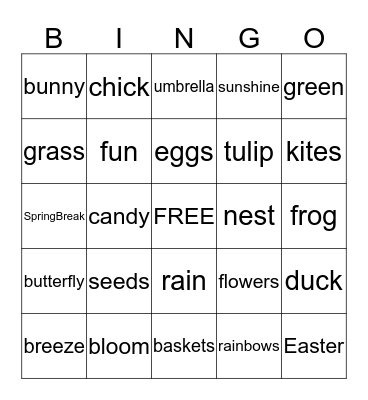 Spring Bingo Card