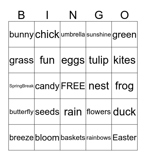 Spring Bingo Card