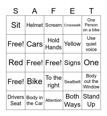 ROAD Bingo Card