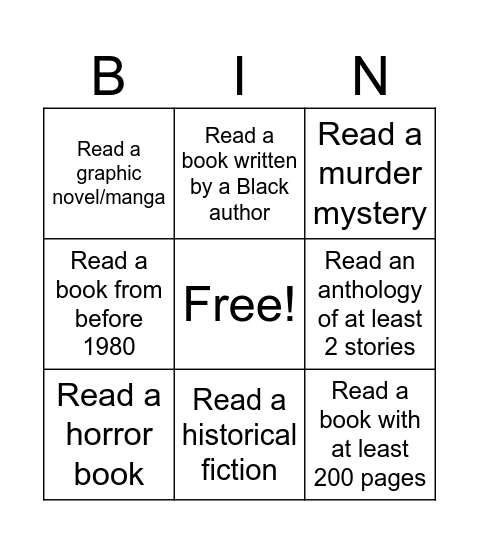 Winter Reading Challenge (EASY) Bingo Card