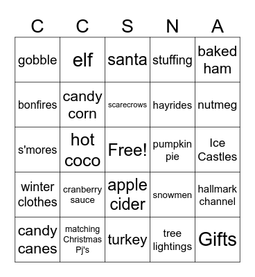 Holiday Bingo Card