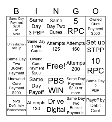 Team Parker Bingo Card