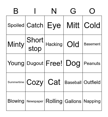 Mr. Putter & Tabby Bingo Card