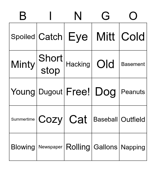 Mr. Putter & Tabby Bingo Card