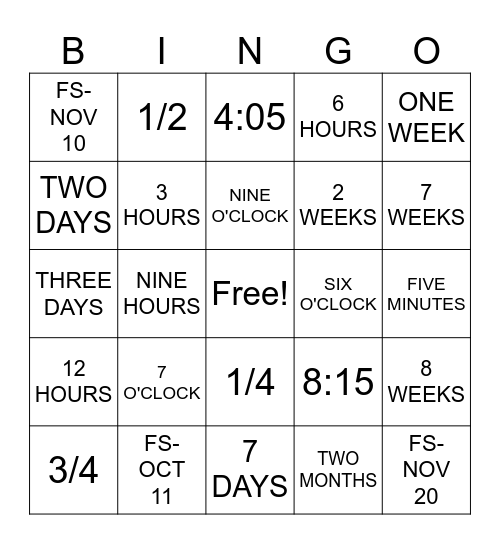 3.1.5: NUMERAL INCORPORATION Bingo Card