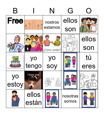 Spanish pronouns Bingo Card