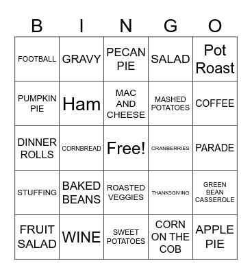 HAPPY THANKSGIVING Bingo Card