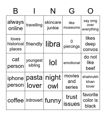 mina bingo Card