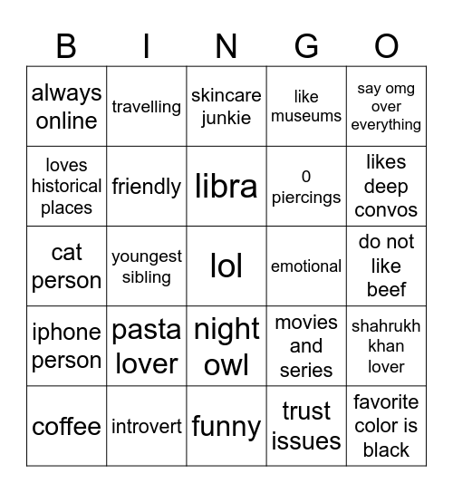 mina bingo Card