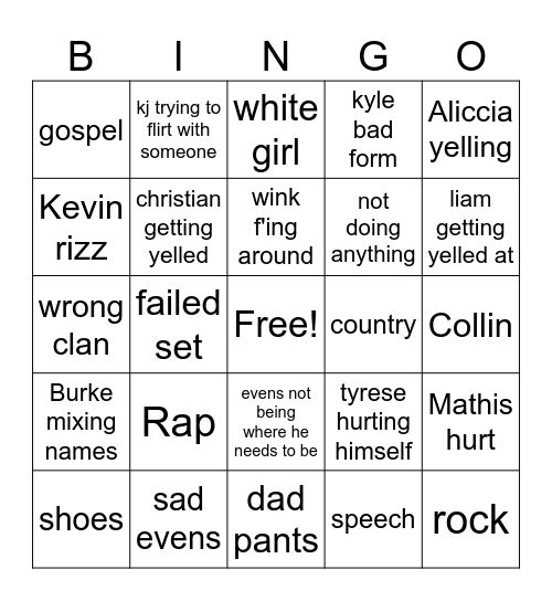 4th bingo Card