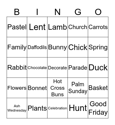 Easter Bingo!! Bingo Card