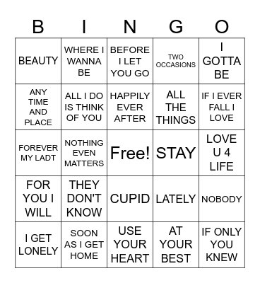 90S LOVE DELUXE Bingo Card