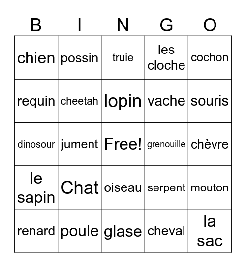 Jackson's  Bingo Card