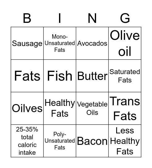 Fat Friendly  Bingo Card