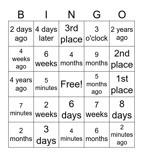 Numeral Incorporation in ASL Bingo Card