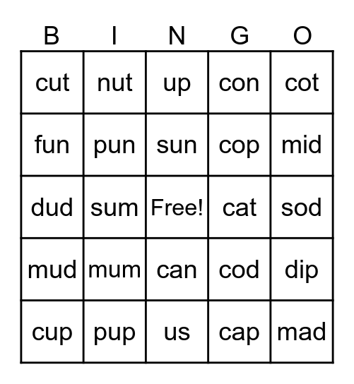 UFLI- LESSONS 13 - 15 Bingo Card