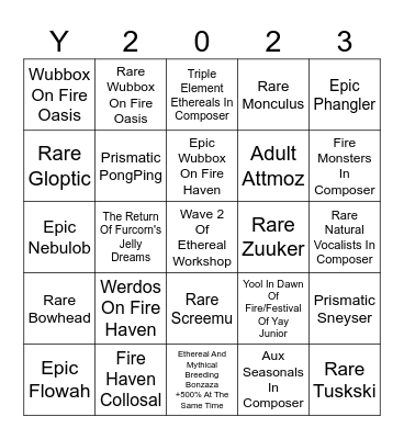 Festival Of Yay 2023 Bingo Card