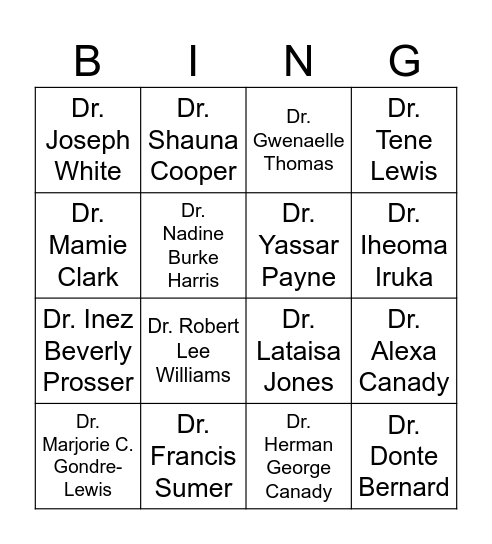 Researcher BING Bingo Card